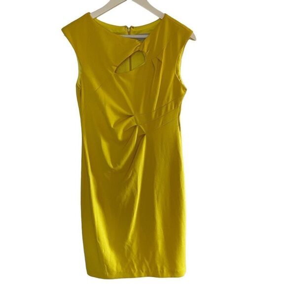 Shelby & Palmer NEW yellowish green Form fitting dress pleated washable size 6 - Picture 1 of 10